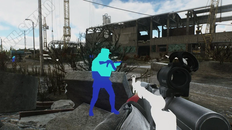 Through-wall enemy highlight in an Escape from Tarkov fight